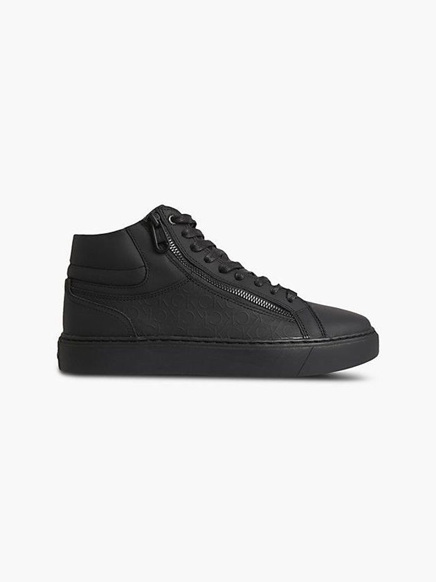 Calvin Klein USA Leather High-Top Mens Sneakers Black 1987602-EI